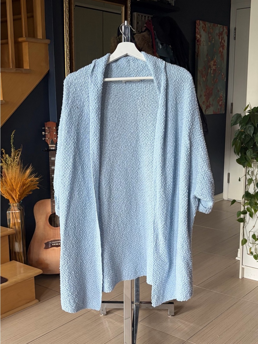 Talula Light Blue Open-Front Oversized Cardigan